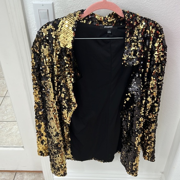NEW Black & Gold Sequin Blazer - Picture 6 of 12